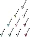 FUNRUN JEWELRY 10PCS 20G Stainless Steel Body Jewelry Piercing Nose Rings Studs Pins Crystal Piercing Set Straight Bar