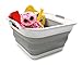 SAMMART 32L Collapsible Plastic Laundry Basket - Square Tub/Basket - Foldable Storage Container/Organizer - Portable Washing Tub - Space Saving Laundry Hamper (1, Grey)
