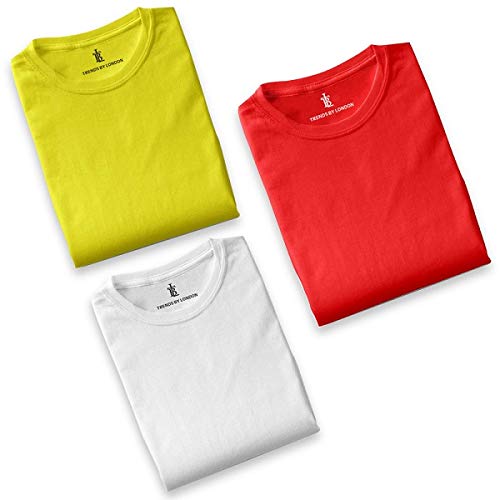 Buy TBL Premium Half Sleeves T-Shirts Combos for Men 100% Cotton(Yellow, Red&White) at Amazon.in