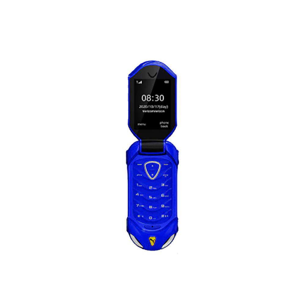JJA F18 Mini Car Model Flip Mobile Phone, Single Nano Sim Card, Loud Speaker, Whitelist & Blacklist, Bluetooth, Data Synchronization, Voice Changer, 600maH Battery, Student Phone (Navy Blue)