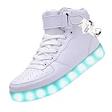 JustCreat Women Men High Top USB Charging LED Shoes Flashing Sneakers