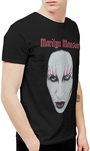 NolanO Men's Marilyn Manson Red Lips T Shirts Black