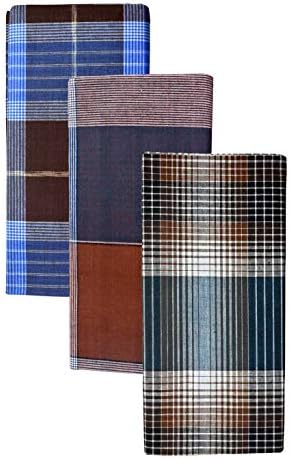 BlueDenim 100% Pure Cotton Lungis for Men, Set of 3 (Multi Colour)||Assorted Checks or Colors