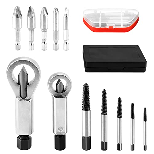 Metal Nut Splitter Cracker, 12pcs HSS4241 Set, Rusted Damaged Bolt Screw Extractor Remover Tool, Silver