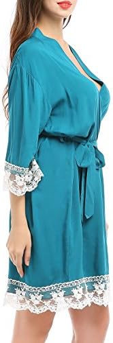 missfashion Women's Cotton Robe For Bride and Bridesmaid With Lace Trim