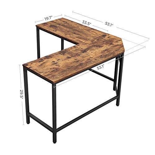 VASAGLE Computer Desk, LShaped Corner Desk, Study Writing Workstation
