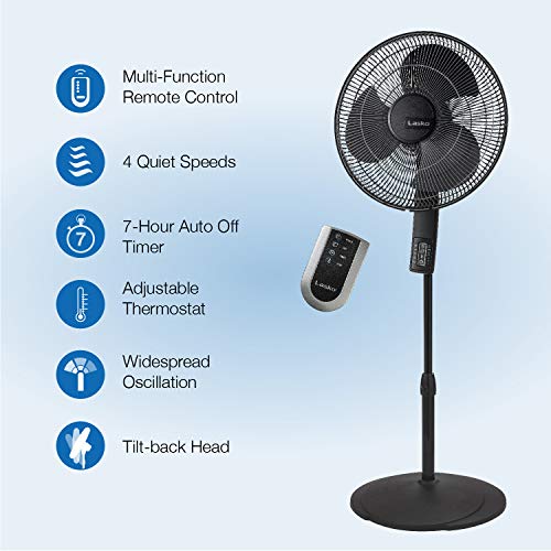 Lasko S16612 Oscillating 16″ Adjustable Pedestal Stand Fan with Timer
