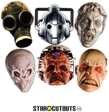 Amazon Com Star Cutouts Smp70 Bbc Doctor Who Monster Halloween Masks Party 6 Pack Cyberman Smiler Davros Weeping Angel Empty Child Silent Child Silent One Size Toys Games