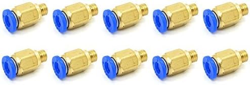Pxyelec 10pcs Pneumatic Air Straight Fitting 4mm Thread M6 One Touch Hose Connector