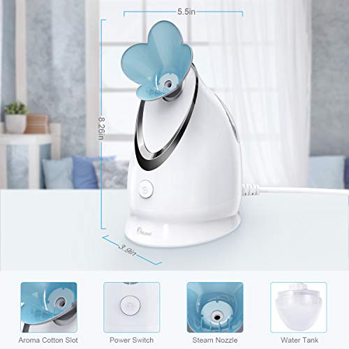 Ovonni Facial Steamer Nano Ionic Hot Mist Personal Home Sauna SPA Moisturizing Face Sprayer, Professional Face Steam Machine for Acne Skin Unclog Pores, White - Thumbnail 4