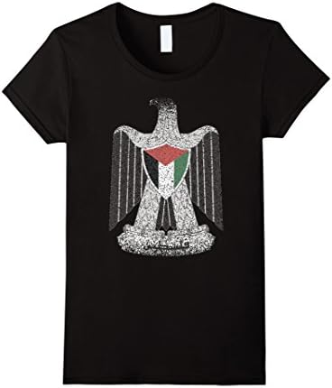 Women's Palestine Coat Of Arms T Shirt National Emblem tee Large Black
