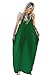 Mixmax Women's Strappy Casual Loose Boho Chiffon Pocket Long Maxi Dress (Medium, Green)