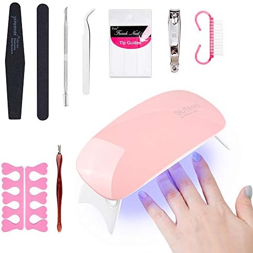 6W Professional Mini UV Nail Dryer, Portable Nail Curing Lamp Kit with USB Cable for Nail Gel with 45s, 60s Timer Setting, Pink