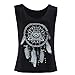 Orangesky Women Dreamcatcher Printed Sleeveless Tops Crop Tank Vest Shirt Tee (L, black)