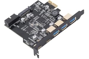 PCIe to USB 3.2 Gen 2 Card 20Gbps Bandwidth PCI Express Expansion Card with 2 USB Type C, 3 USB Type A, 19Pin, for Desktop PC