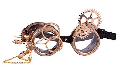 Arsimus Steampunk Goggles with Gears and Lenses