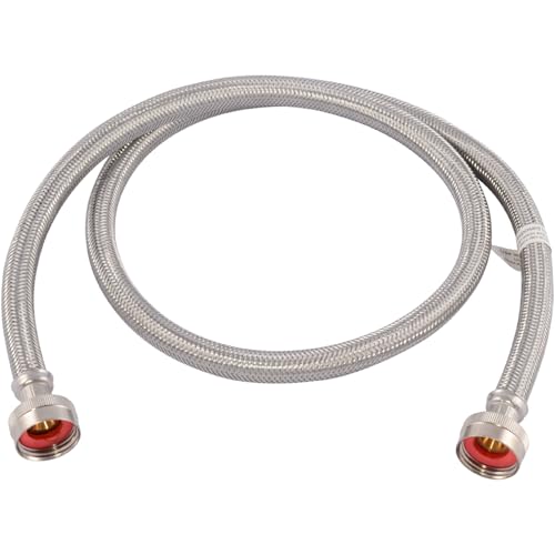 Eastman 4 foot Washing Machine Hose, 3/4 Inch FHT x 3/4 Inch FHT, Braided Stainless Steel Washing Machine Connectors, 48367