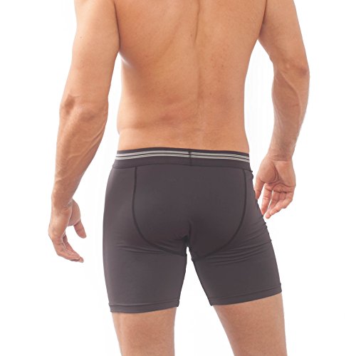 UnderFlex Compression Boxer Briefs for Men: UPF 50 Built into Fabric. Black - Thumbnail 2