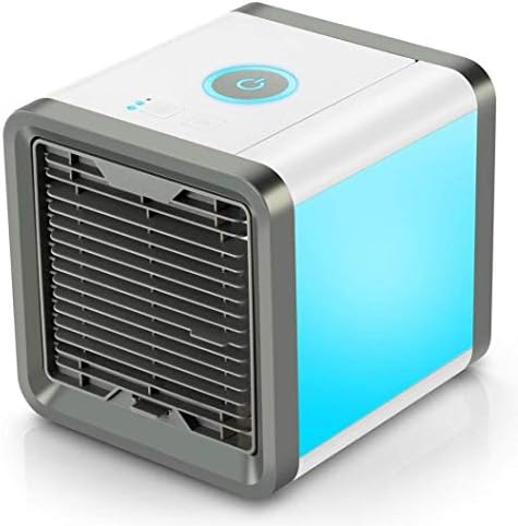 shkax Aircon Air Conditioner 3-in-1 Small Portable USB Air Cooler Fan Mobile Mini AC Unit Personal Space Air Humidifier Purifier with 3 Speeds and 7 Colors LED Light