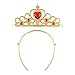 Eccoo House Princess Dress Up Accessories Gift Set for Belle Crown Scepter Necklace Earrings Ring Gloves Yellow 6 Pieces