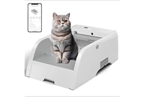 KYKY Open Self Cleaning Litter Box, Automatic Cat Litter Box Self Cleaning with APP, Large Smart Litter Robot for Clumping Cat Litter, Safe/Odor Free Electric Litter Box for Multiple Cats