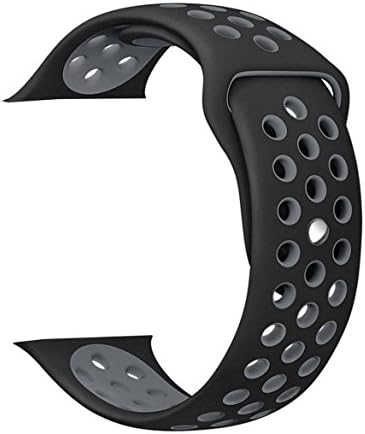 For Apple Watch 42mm Sport Band, ZONEYILA Soft Silicone Quick Release Replacement Strap for Apple Watch Series 1 / Series 2 / Series 3,iWatch Nike+ (Black/Grey 42mm M/L)