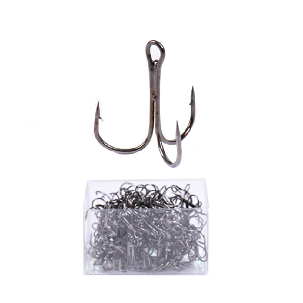 High Carbon Steel Treble Hooks, Size 2/0#, Sharpened Fish Hooks, Freshwater Saltwater Fishing Tackle for Pike, Zander, Perch, Pack of 100