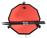 Tromme Drum Practice Pad & Carrying Case - 12 Inches - Silicone - Wooden Base with Real Drum Feel - Practice Quietly -Sticks and Stand NOT INCLUDED (Red)