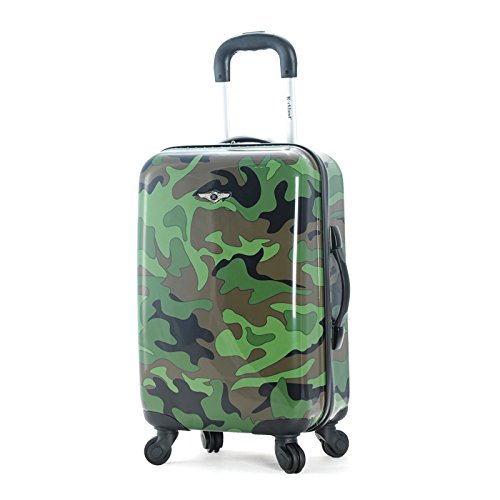 Rockland Safari Hardside Spinner Wheel Luggage, Camouflage, CarryOn 20