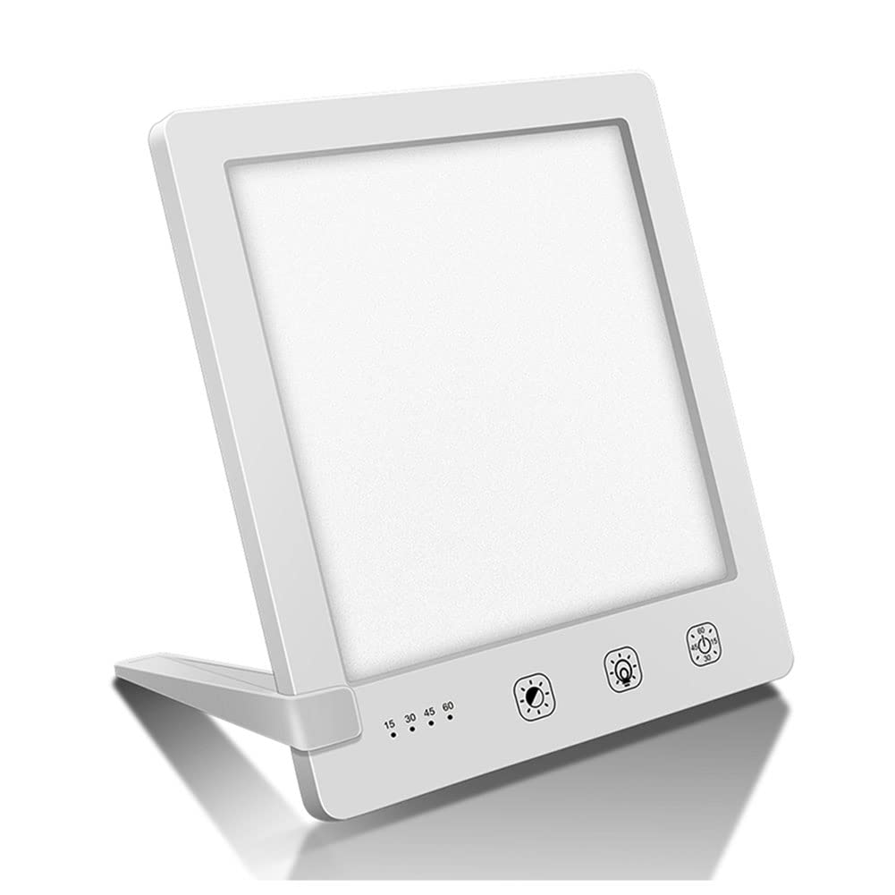 CGBOOM Light Therapy Lamp,2000-10000 Lux Portable Natural Sunlight Lamp LED Light Box 3 Adjustable Brightness Levels,Full UV-Free LED Spectrum,SAD/Depression/Sleep Disorder(6.31 Inch),White (JSK_22)