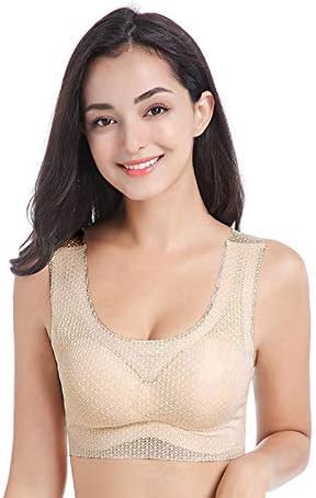 Lanbowo Sports Bra for Women Breathable Sports Bra Shockproof Yoga Sports Crop Tops Plus Size(Nude ,5XL )