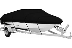 STRTCHRG Heavy Duty 800D PU Waterproof Boat Cover, 16'- 18.5' Trailerable Marine Grade Polyester Canvas, Fits V-Hull, Runabout, Fishing Boat, Tri-Hull, Pro-Style Bass Boat