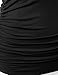 TWINTH Womens Deep V-neck Drape Shirring Long Sleeve Shirts