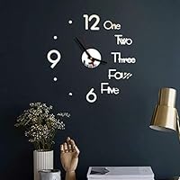 Riforla Medium DIY Wall Clock, 3D Mirror Surface Stickers Frameless Modern Design Large Watch Roman Numerals Clock Silent Home Decor for Living Room Bedroom/Office/School Number Clock Decorations Gift