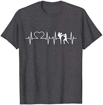 Mens Heartbeat Kickboxing Shirt Kick Boxing T-Shirt Karate Tee 2XL Dark Heather