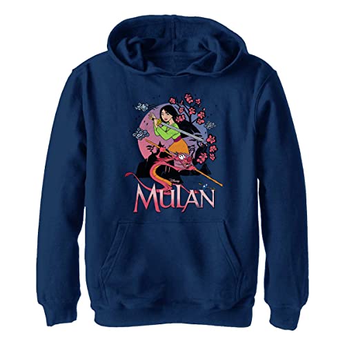 Disney Kids Princesses Mulan Warrior 2 Youth Sudadera con Capucha, Azul Marino, Talla L, Heather Navy, L