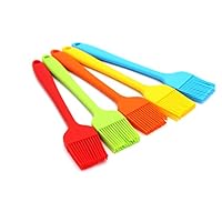 Set of 5 - SPADORIVE Silicone Pastry Brushes Set - Silicone Grill Barbecue Brush - Ergonomic Easy-to-Clean Seamless One-Piece Design - Nonstick Dishwasher Safe Solid Stainless Steel (5 Colors)