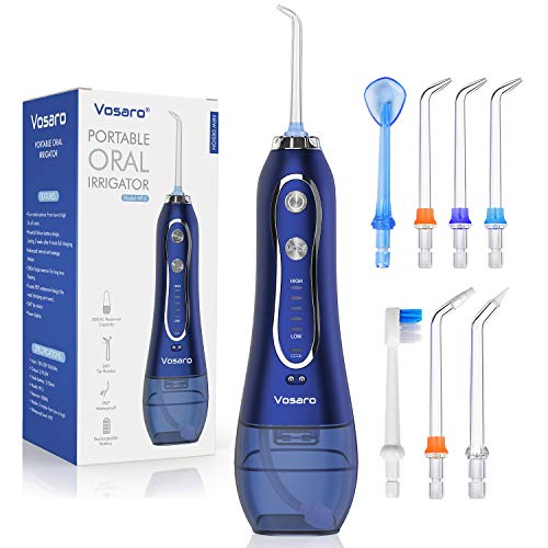 Water Flosser Cordless Oral Irrigator for Teeth, Vosaro Portable & Rechargeable Dental Water