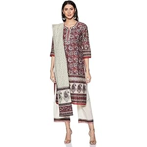 BIBA Womens Notched Collar Floral Print Palazzo Suit