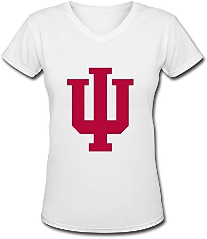 GLYCWH Women's Indiana University T-Shirt White US Size M V Neck
