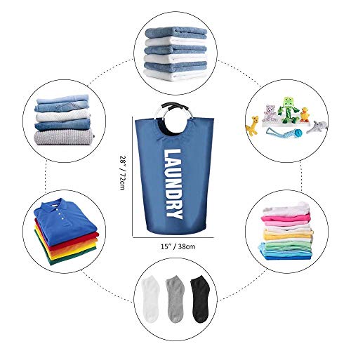 TEHOOK Tall Collapsible Laundry Basket, 82L Fabric Laundry Hamper with