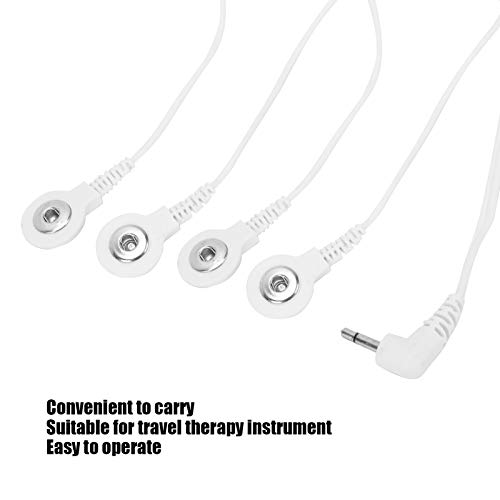 10 Pack Button Electrode Wires For TENS Machines - 3.5mm Button To 2.5mm Plug Cable, 1.2M Length
