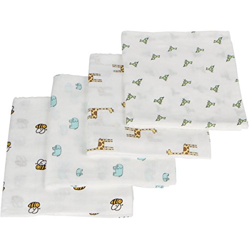 image for Sprout - BAMBOO Baby Blankets 4 Pack - Large 47” X 47” - Baby Swad