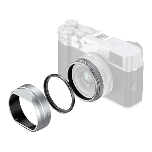 SMALLRIG Filtro UV con kit de parasol para FUJIFILM X100VI / X100V, filtro UV con 99 % de transmisión de luz, antirreflejos y anti-efecto fantasma, parasol de aleación de aluminio, color plata - 5851