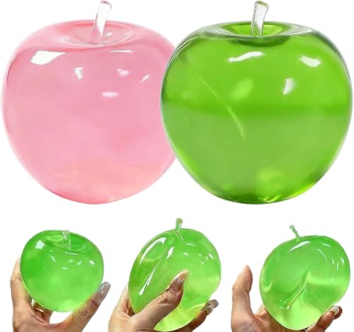 2026 New Apple Squishy, Slow Rising Stress Relief, Adult Apple Shaped Squeezes Balls, Soft Fruit Anxiety Relief Dough Decompression Gift (2pcs - Pink + Green)