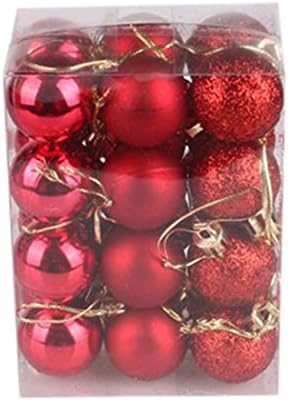 Dragon868 24pcs 3CM Christmas Decorations Baubles Xmas Tree Ball Bauble Hanging Home Party Ornament Decor (Red)