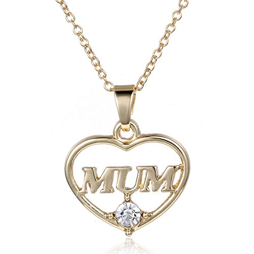 OliaDesign Mom Golden Pendant Necklace Mother's Day Gift for Mom