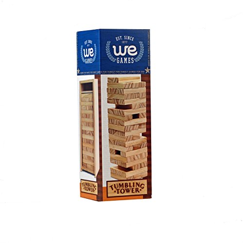 WE Games Wood Block Stacking Tower that Tumbles Down When you Play (12 Inch when Packaged)