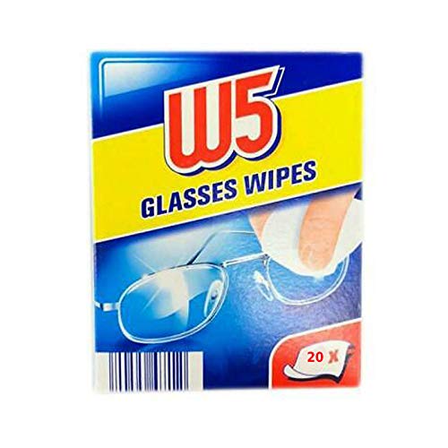 20 Cleaning Wipes W5 Suitable to Clean Glasses, Cameras, Binoculars, car Mirrors, Helmet Visors, Computer Screens, televisions, Mobile Phones iPhone Android