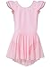 AUKARENY Dance Leotard for Girls, Skirted Short Sleeve, Dance Dress Ballet (Small (4-6), Ballet Pink)